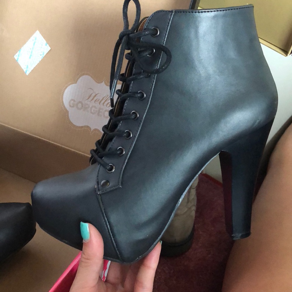 Black heeled booties